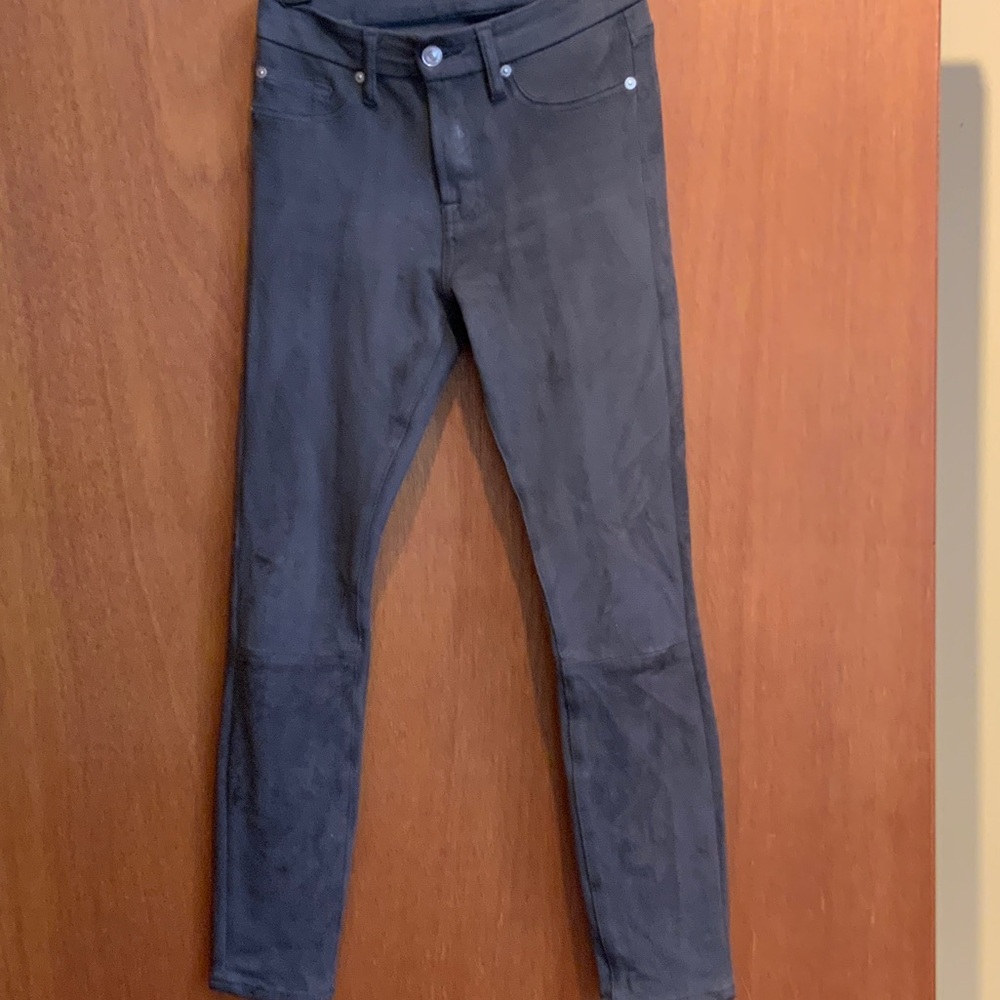 7 For All Mankind army green Suede skinny jeans